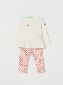 Coordinato in cotone con cuori e logo Moncler