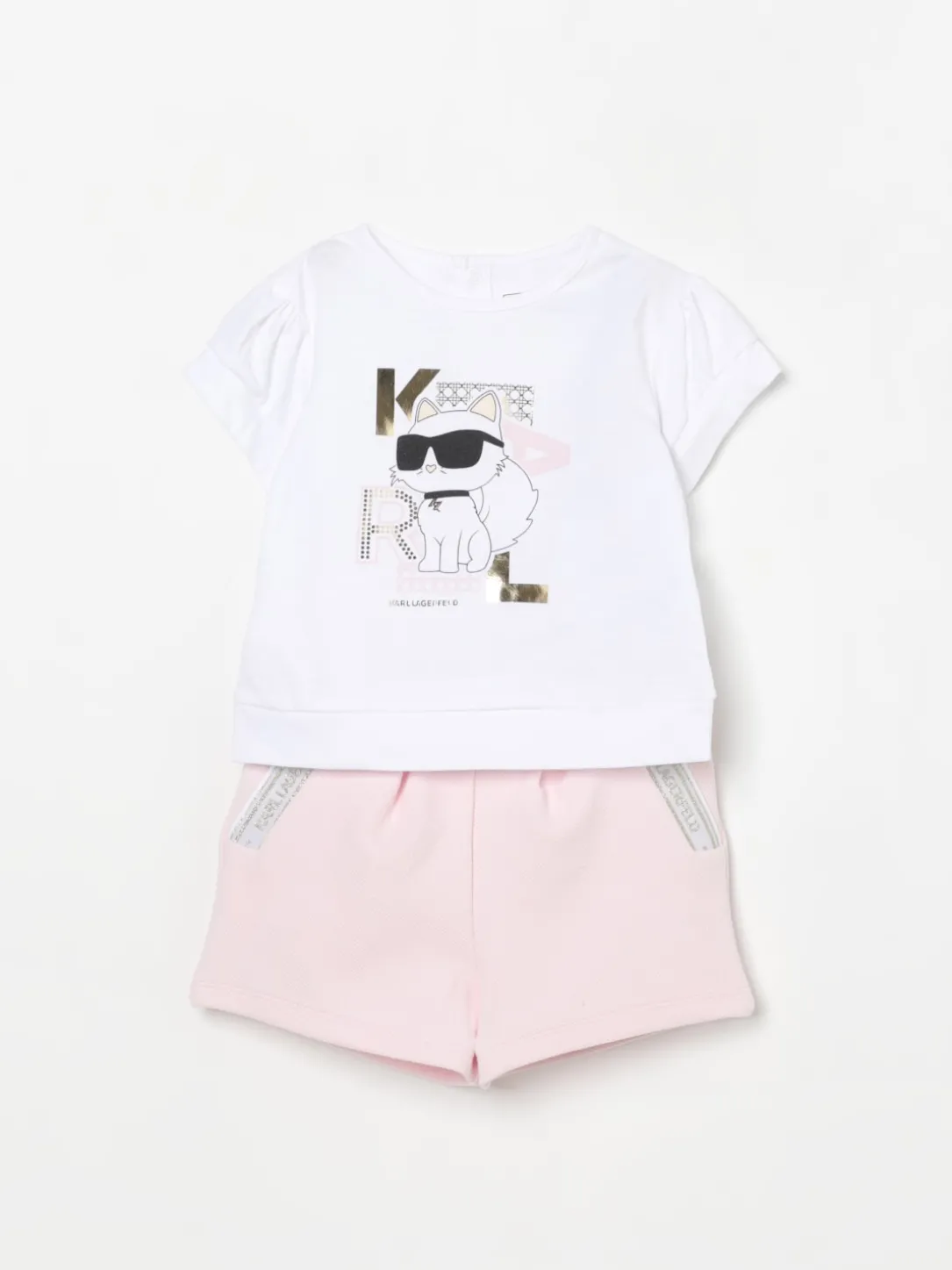Coordinato in cotone con stampa logo Karl Lagerfeld Kids