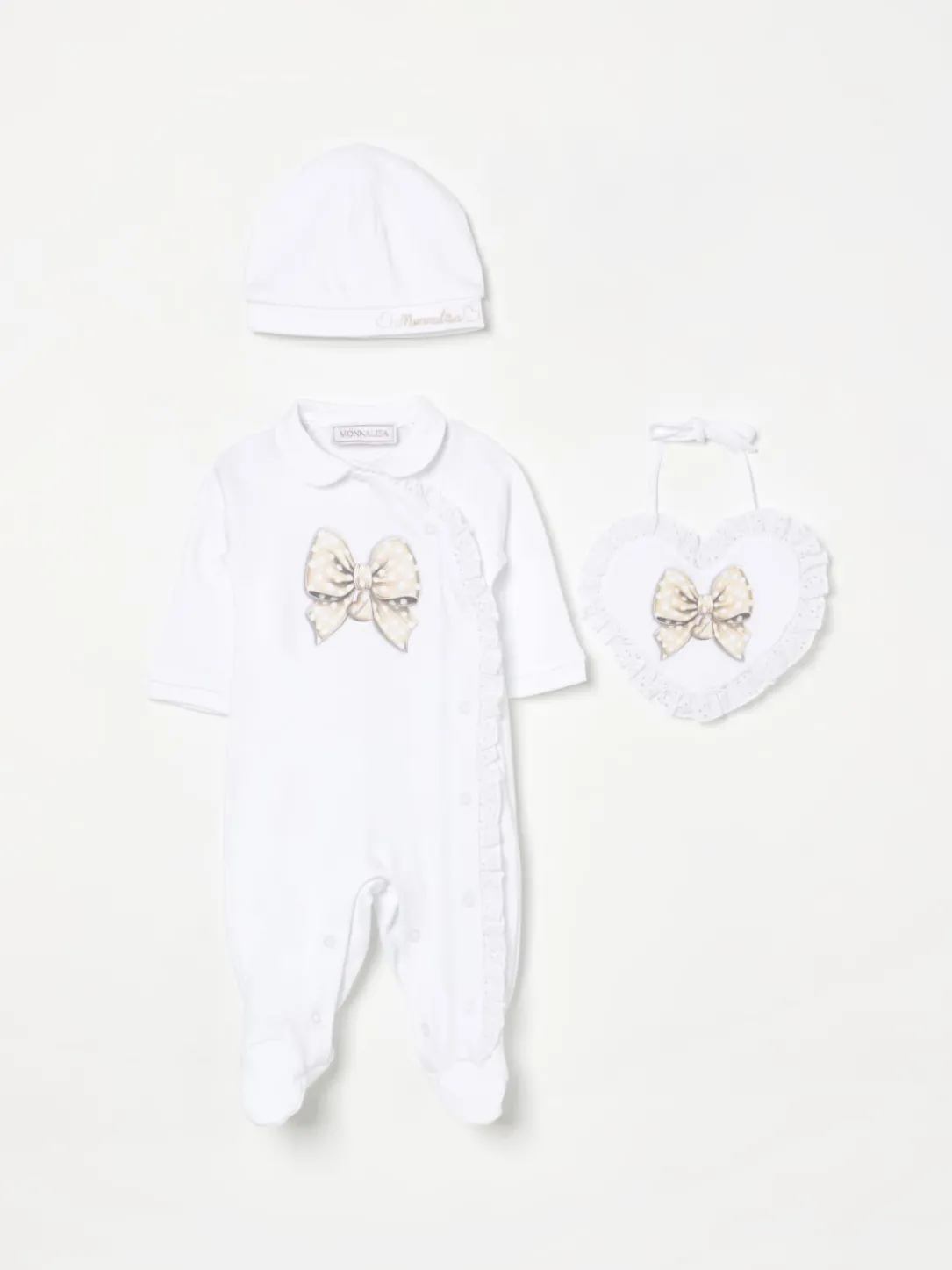 Coordinato in cotone con fiocco Monnalisa