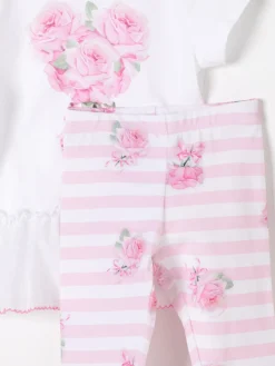 Coordinato in cotone con stampa floreale Monnalisa