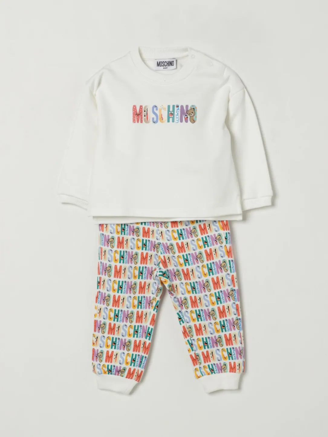 Coordinato in cotone con stampa lettering Moschino