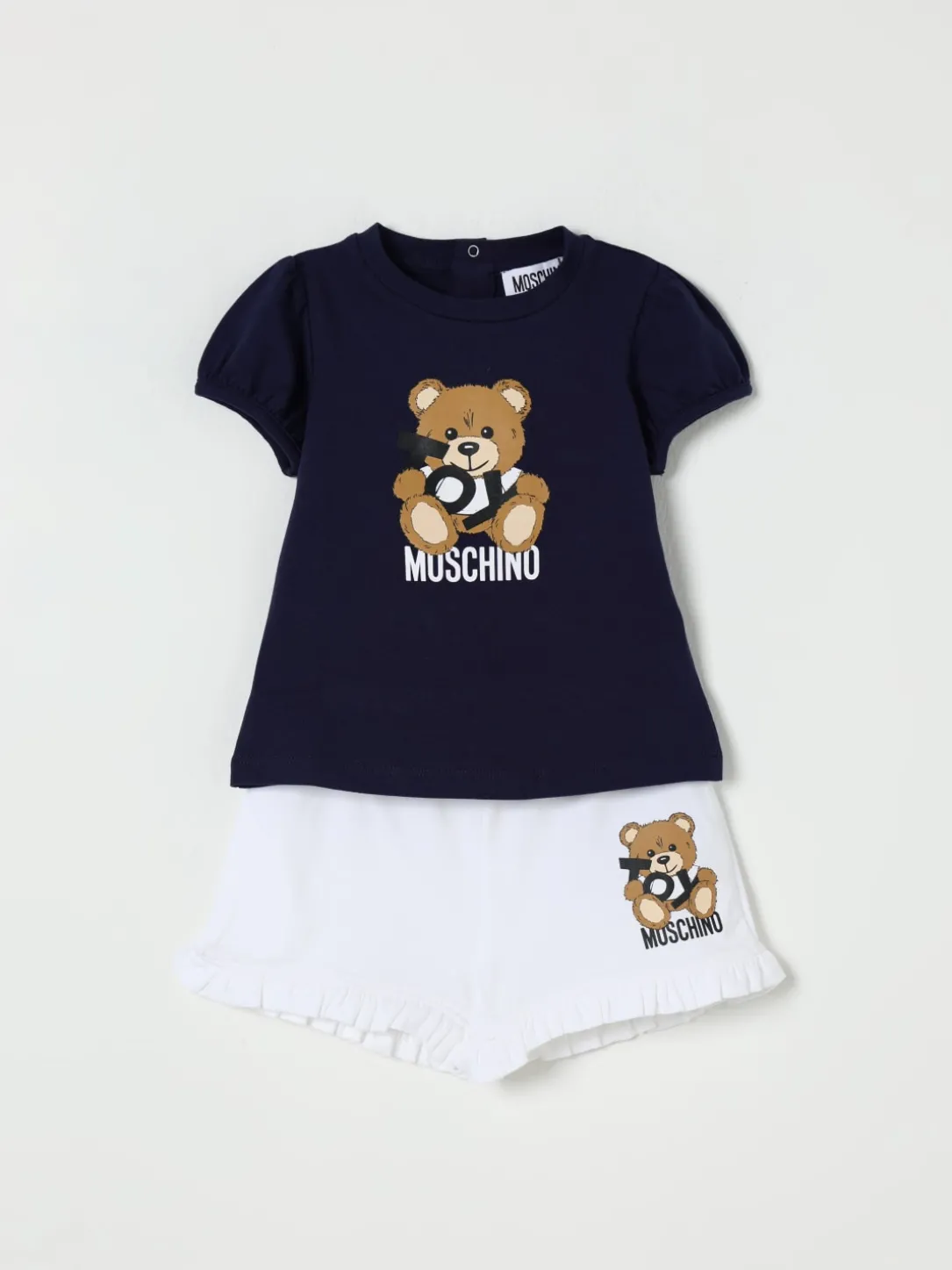 Coordinato in cotone con stampa Teddy Toy Moschino