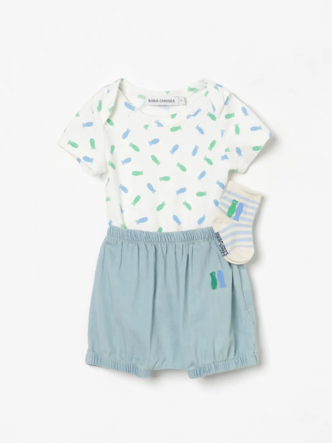 Coordinato in cotone organico con logo Bobo Choses