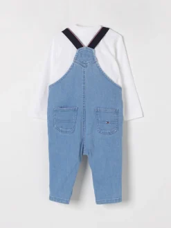Coordinato in denim con mini logo Tommy Hilfiger