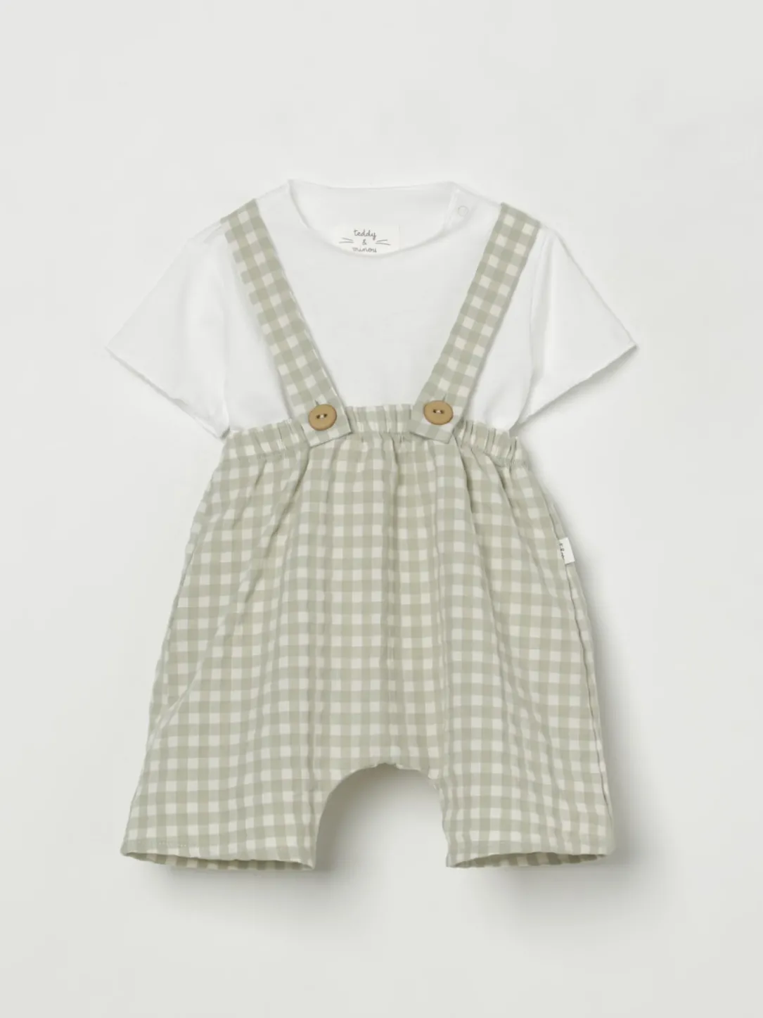 Coordinato in misto cotone a quadretti Teddy & Minou