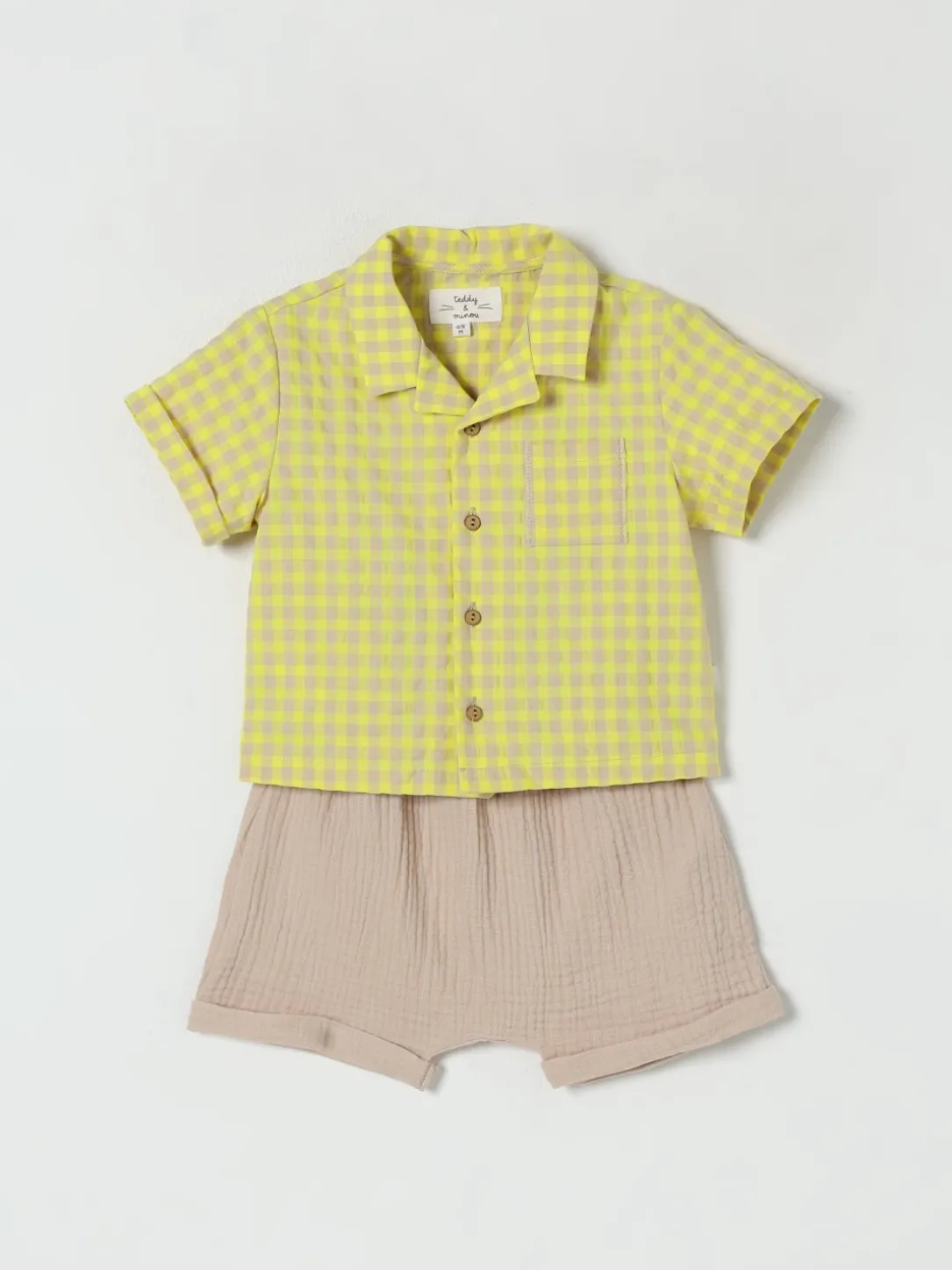 Coordinato in misto cotone a quadretti Teddy & Minou