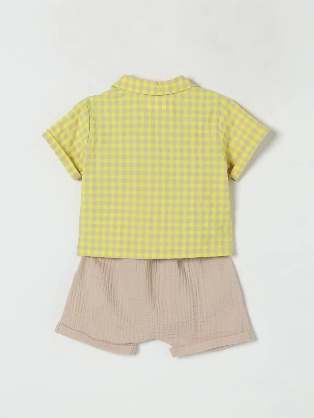 Coordinato in misto cotone a quadretti Teddy & Minou