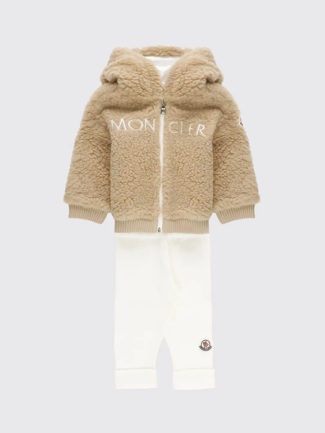 Coordinato in tessuto teddy con logo Moncler