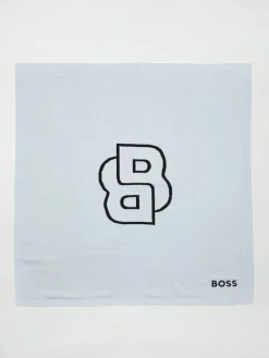 Copertina Boss in cotone con logo jacquard