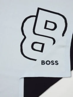 Copertina Boss in cotone con logo jacquard