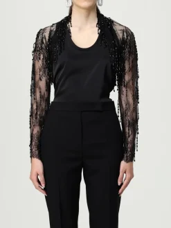 Coprispalle Alberta Ferretti in pizzo con frange gioiello