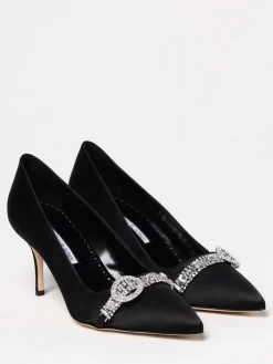 Décolleté Asapump Manolo Blahnik in raso con fibbia gioiello