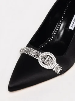 Décolleté Asapump Manolo Blahnik in raso con fibbia gioiello