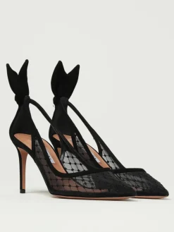 Décolleté Bow Tie Aquazzura in nylon a rete e camoscio