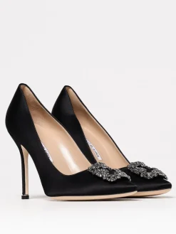 Décolleté Hangisi Manolo Blahnik in raso con fibbia gioiello