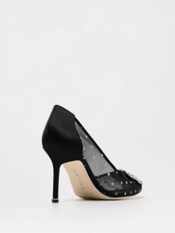 Décolleté Hangisi Manolo Blahnik in raso e nylon a rete con pois