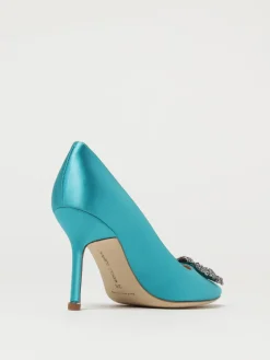 Décolleté Hangisi Manolo Blahnik in raso con fibbia gioiello