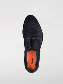 Derby Santoni in camoscio con motivo brogue