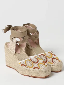 Espadrillas con zeppa Coccinelle in canvas con monogram jacquard