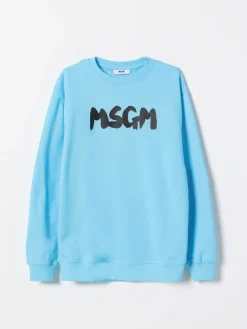 Felpa a girocollo in cotone con logo MSGM Kids