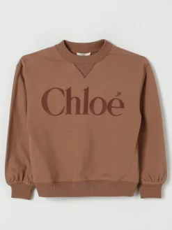 Felpa a girocollo in cotone con logo Chloé