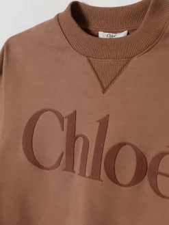 Felpa a girocollo in cotone con logo Chloé
