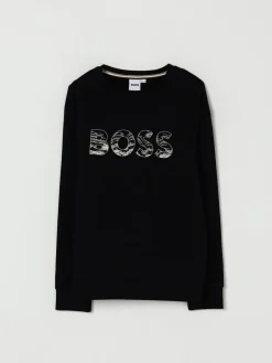 Felpa a girocollo in cotone con logo Boss