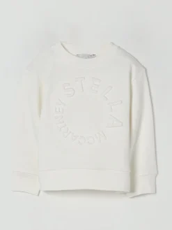 Felpa a girocollo in cotone con logo in rilievo Stella McCartney Kids