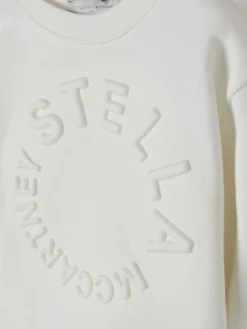 Felpa a girocollo in cotone con logo in rilievo Stella McCartney Kids