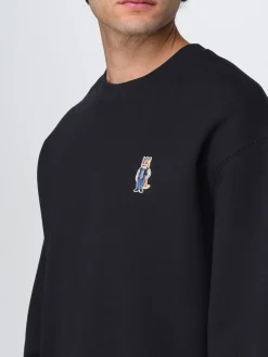 Felpa a girocollo in cotone con logo Maison Kitsuné