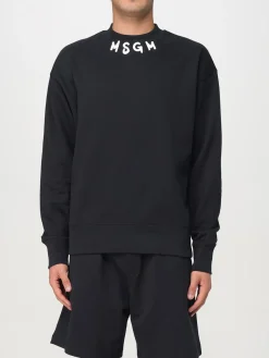 Felpa a girocollo in cotone con logo MSGM