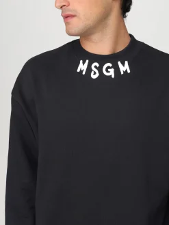 Felpa a girocollo in cotone con logo MSGM
