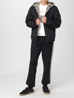 Felpa a girocollo in cotone con logo tartan Burberry