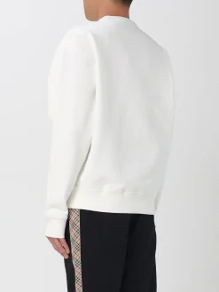 Felpa a girocollo in cotone con logo tartan Burberry