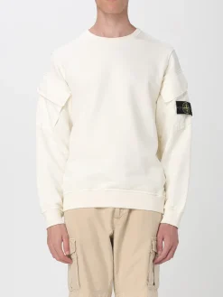 Felpa a girocollo in cotone con logo Stone Island