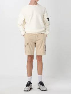 Felpa a girocollo in cotone con logo Stone Island