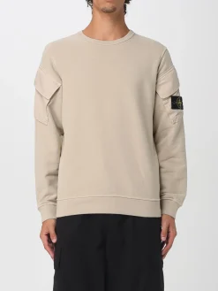 Felpa a girocollo in cotone con logo Stone Island