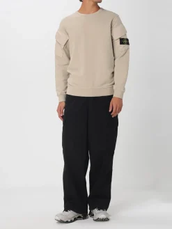 Felpa a girocollo in cotone con logo Stone Island