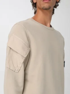 Felpa a girocollo in cotone con logo Stone Island