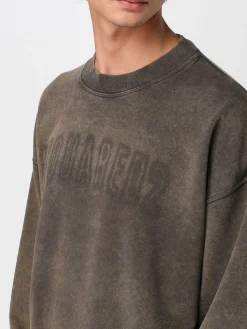 Felpa a girocollo in cotone usurato Dsquared2