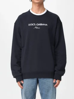 Felpa a girocollo in cotone con logo Dolce & Gabbana