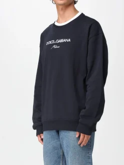 Felpa a girocollo in cotone con logo Dolce & Gabbana