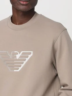 Felpa basic Emporio Armani in cotone stretch con monogram