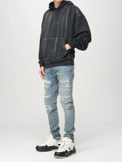 Felpa con cappuccio Amiri in cotone effetto used