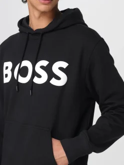 Felpa con cappuccio e logo Boss