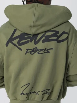 Felpa con cappuccio in cotone con logo Kenzo