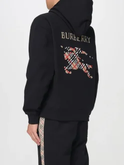 Felpa con cappuccio in cotone con logo tartan Burberry