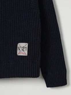 Felpa con cappuccio in maglia di misto lana N° 21