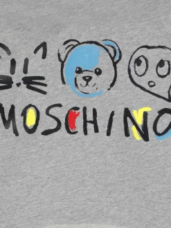 Felpa con cappuccio stampata in cotone Moschino