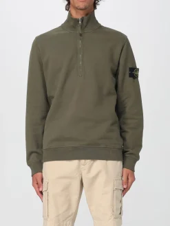 Felpa con zip e logo Stone Island